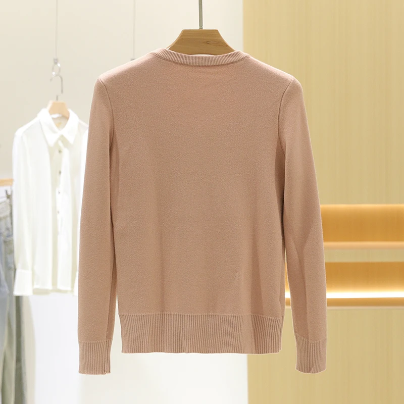 Suéter de Punto ueso con Cuello Redondo, Informal, Cómodo, Cálido, Estilo Nuevo de Invierno, Top de Mujer de Color Sólido, ...