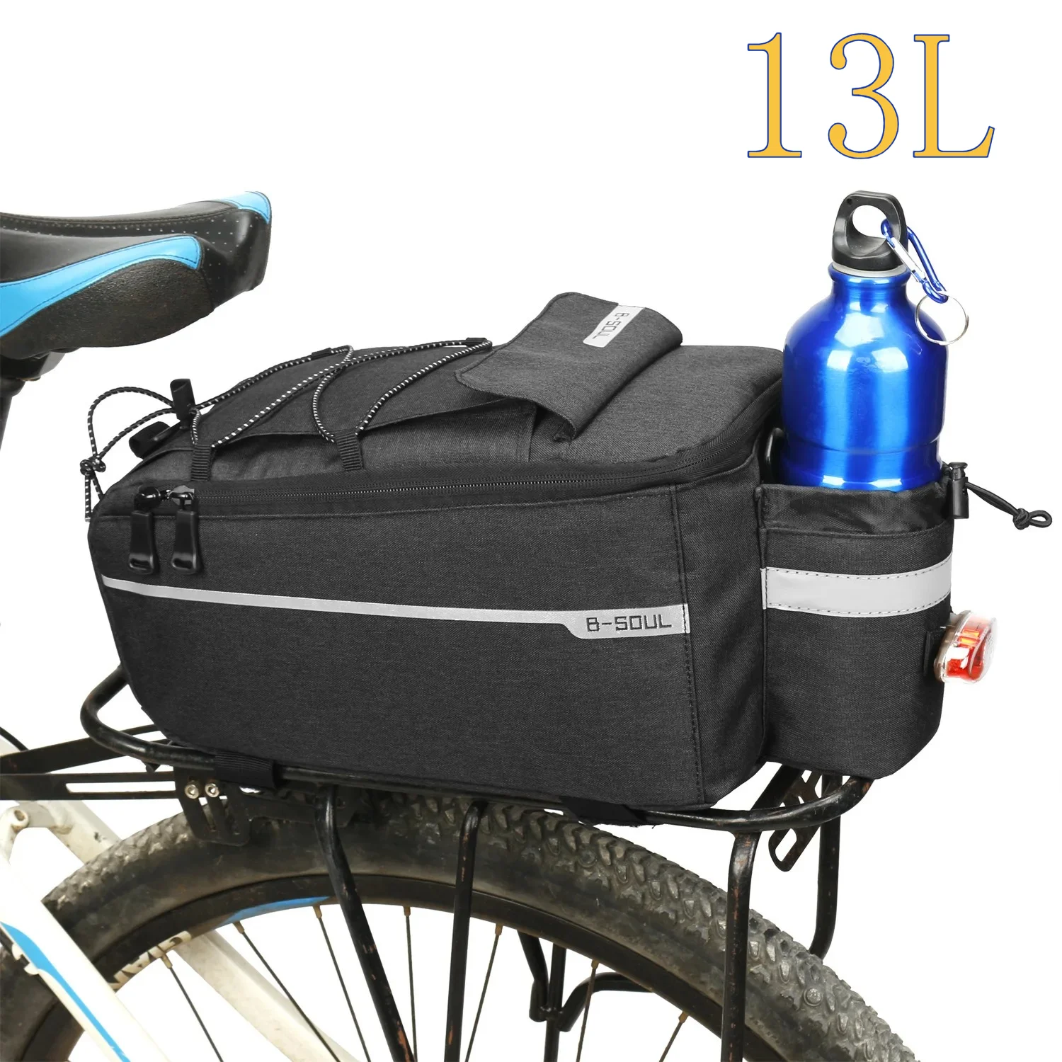 13L Large Capacity Waterproof Bicycle Rear Carrier Bag, Bike Rear Basket Pannier Trunk Bag, Cycling Rear Seat Storage Bag