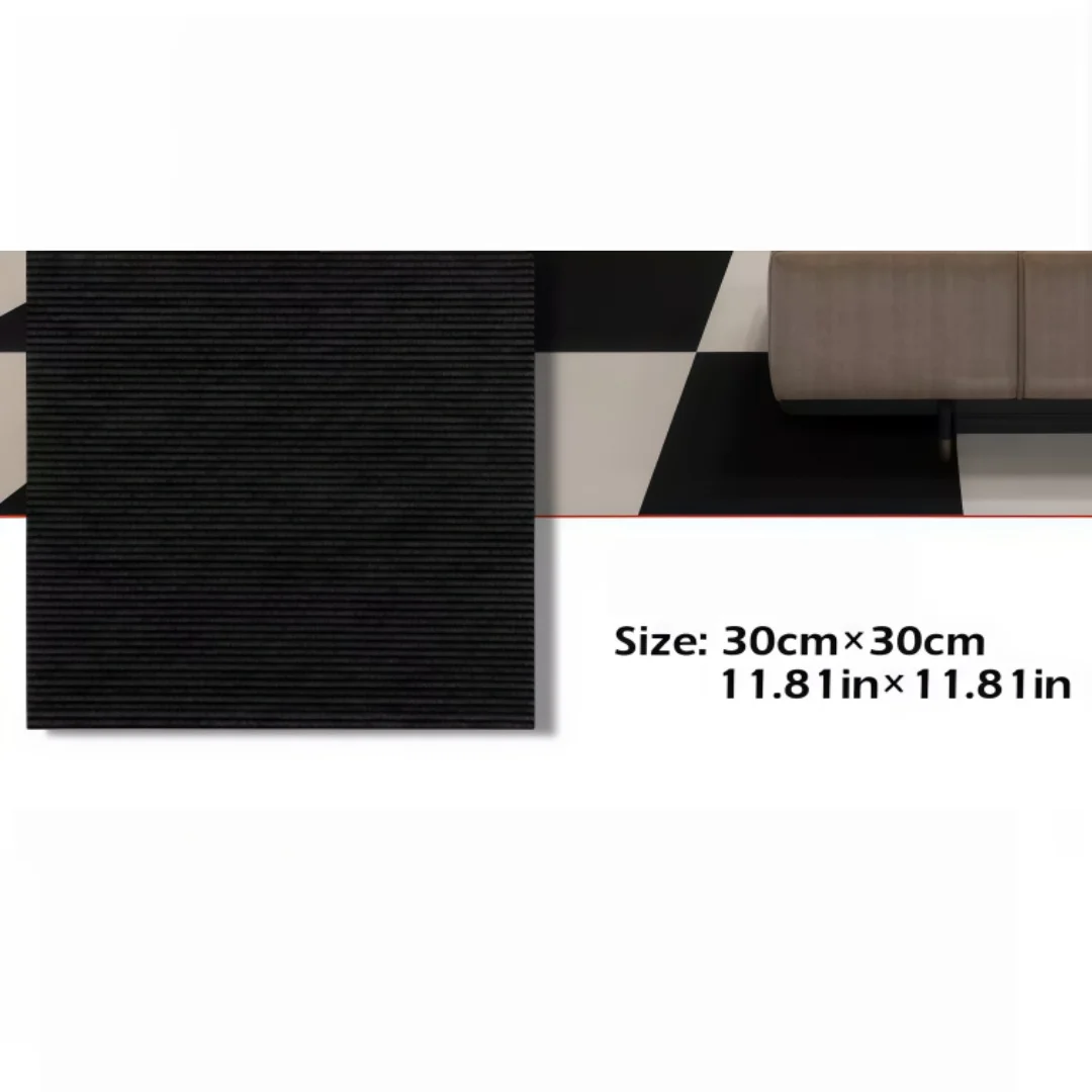 30x30cm DIY Modern Carpet Self-adhesive Anti Slip Block Fully Spread Floor Mat Bedroom Study Office Can Be Cut
