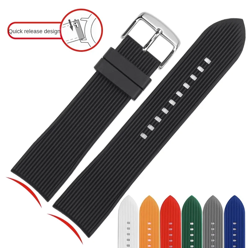 

Universal Waterproof Silicone Watch Strap Of Various Brands 19/20/21/22mm Curved Interface Rubber Watch Strap