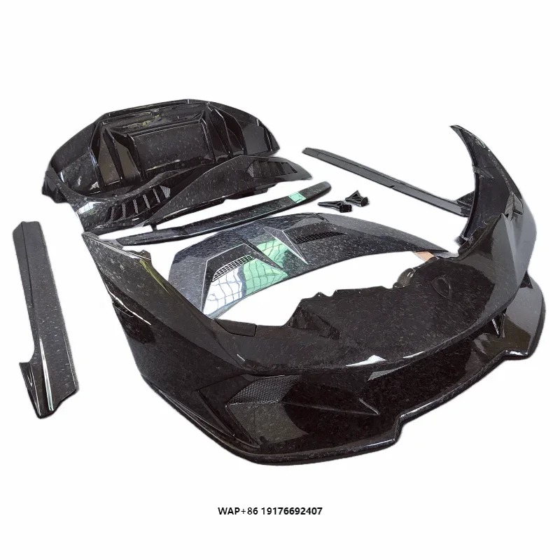 KQX Dry Carbon Forged V-style Pattern Front and Rear Fenders Side Skirts Spoilers Engine Hood for  LP580 LP610 Body Kit