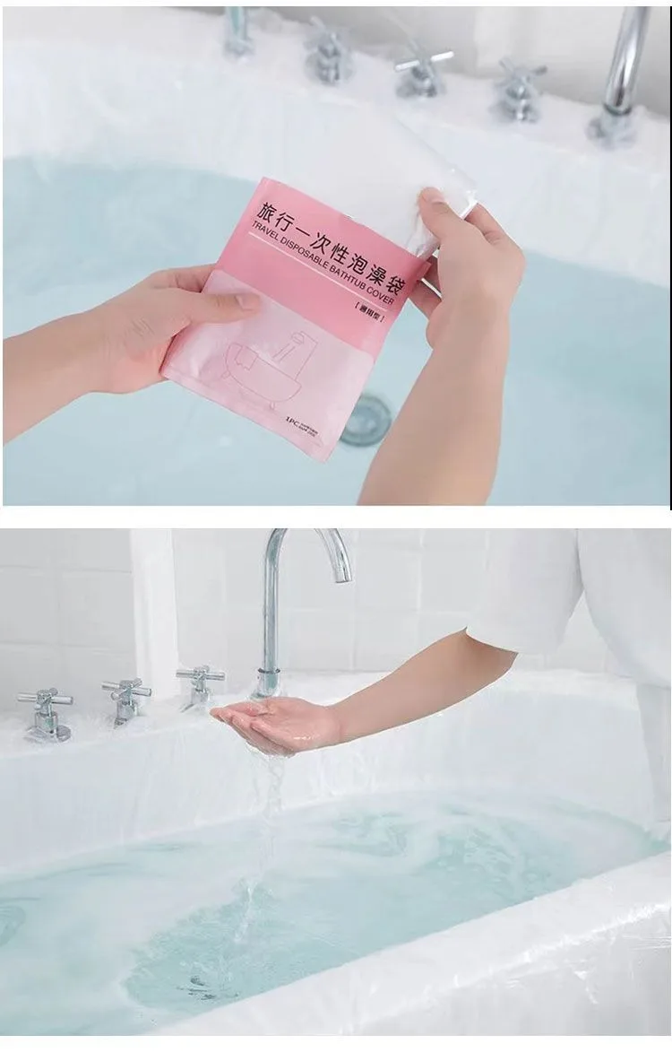 3 حقيبة سفر لحوض الاستحمام المحمول - حوض استحمام ساخن للاستعمال مرة واحدة للفندق/الخارج، ملحق حمام سهل التنظيف للتجميل والعناية الصحية #4