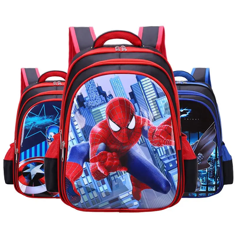 MINISO Spider-Man School Bag for Kindergarten Kids Super Cool Superhero Fashion Cute Backpack for Boy Students in Grades 1-6