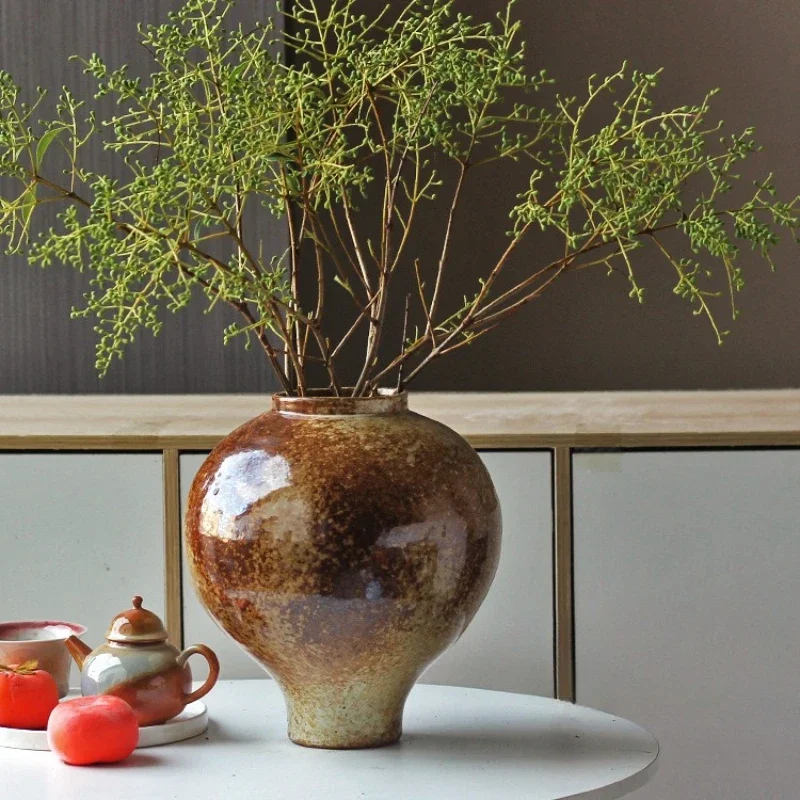 Creative Coarse Earthenware Vase Ceramic Flower Pot Flower Vase Chinese Traditional Vintage Porcelain Earthenware Pot Flowerpot