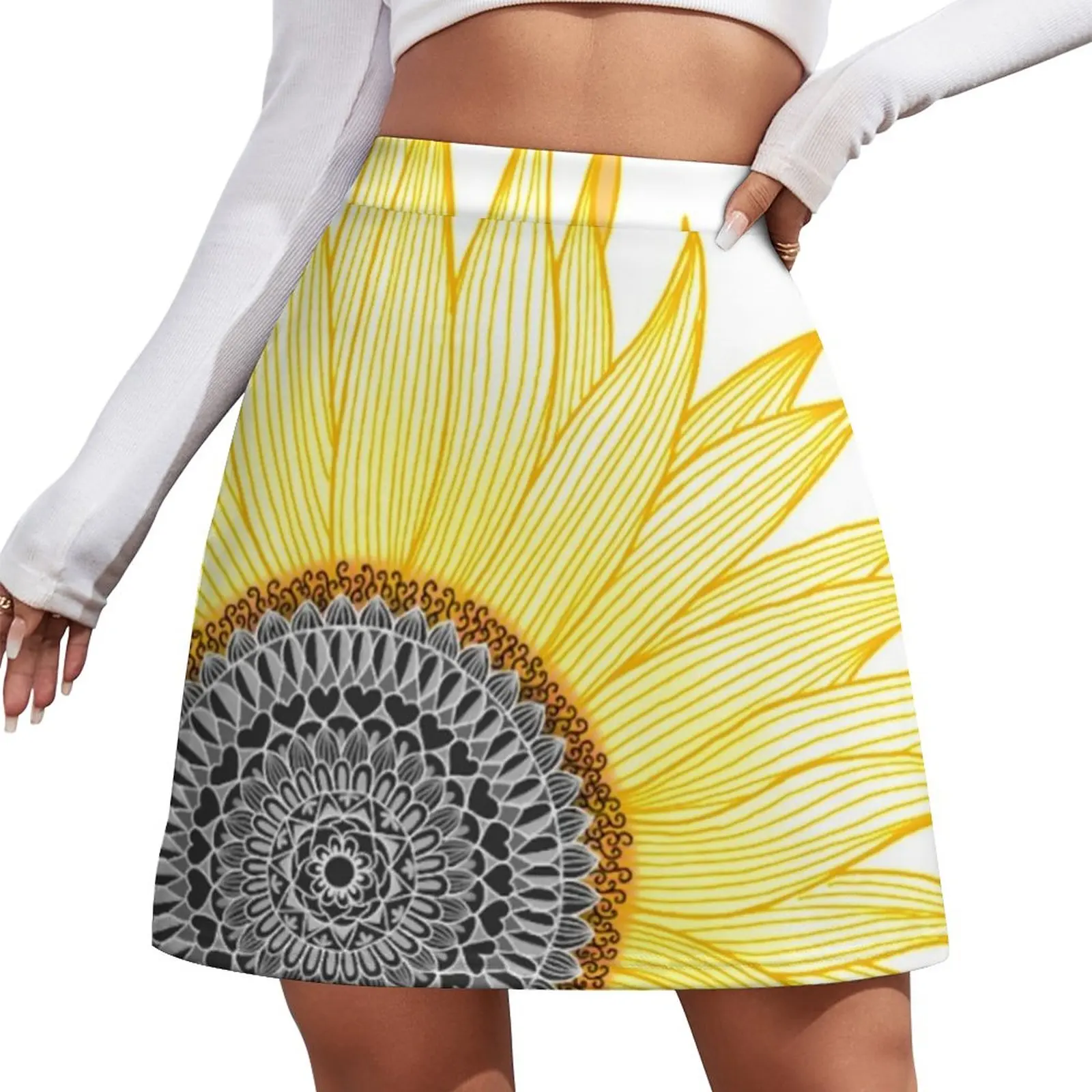 

Golden Mandala Sunflower Mini Skirt Korean skirts women's summer clothing 2023 midi skirt for women new in dresses