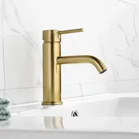 Basin Faucet Brushed Gold/ Brushed Nickel Stainless Steel Single Handle Bathroom Faucets Cold Hot Water Sink Mixer Taps Torneira