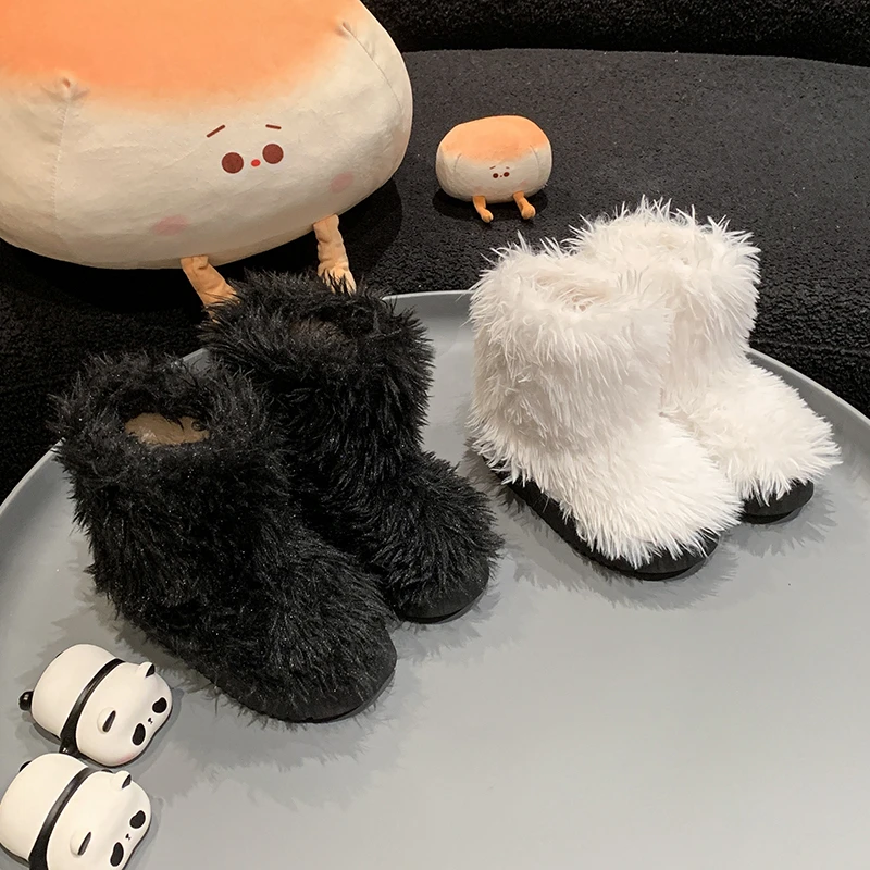 

Детские зимние сапоги, зимнее тепло, флисовые и утолщенные, повседневные шерстяные ботинки, модная хлопковая обувь.