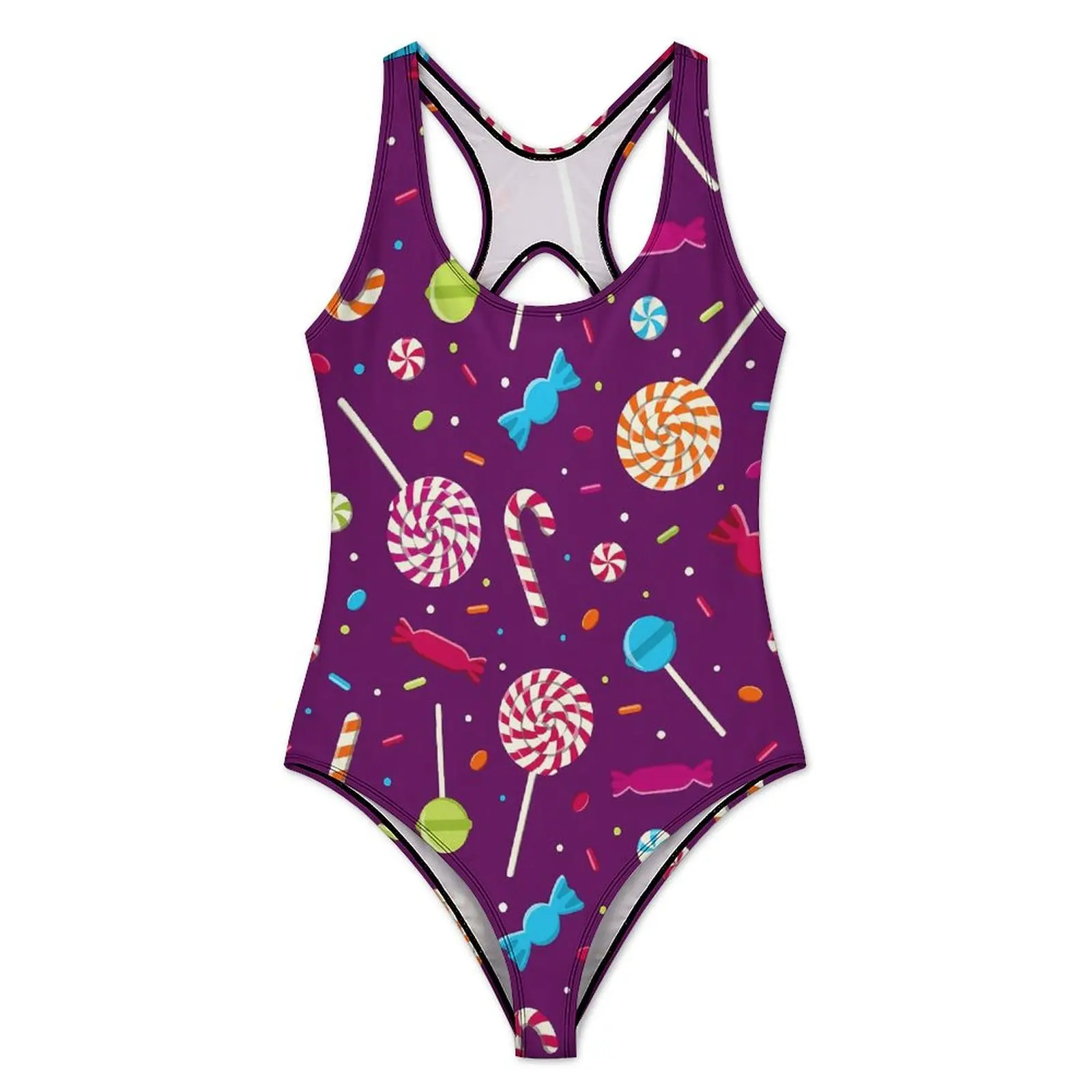 Candy Print Swimsuit Sexy Sweet Tooth Female Swimwear One Piece Fantasy Swimsuits Vacation Bath Push Up Cut Out Bathing Suit