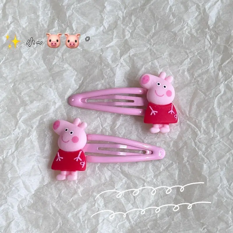 Kawaii Peppa Pig Hair Clip Girl Cartoon Cute Bangs Side Clip Girly Heart Student Children Hair Clip Accessories