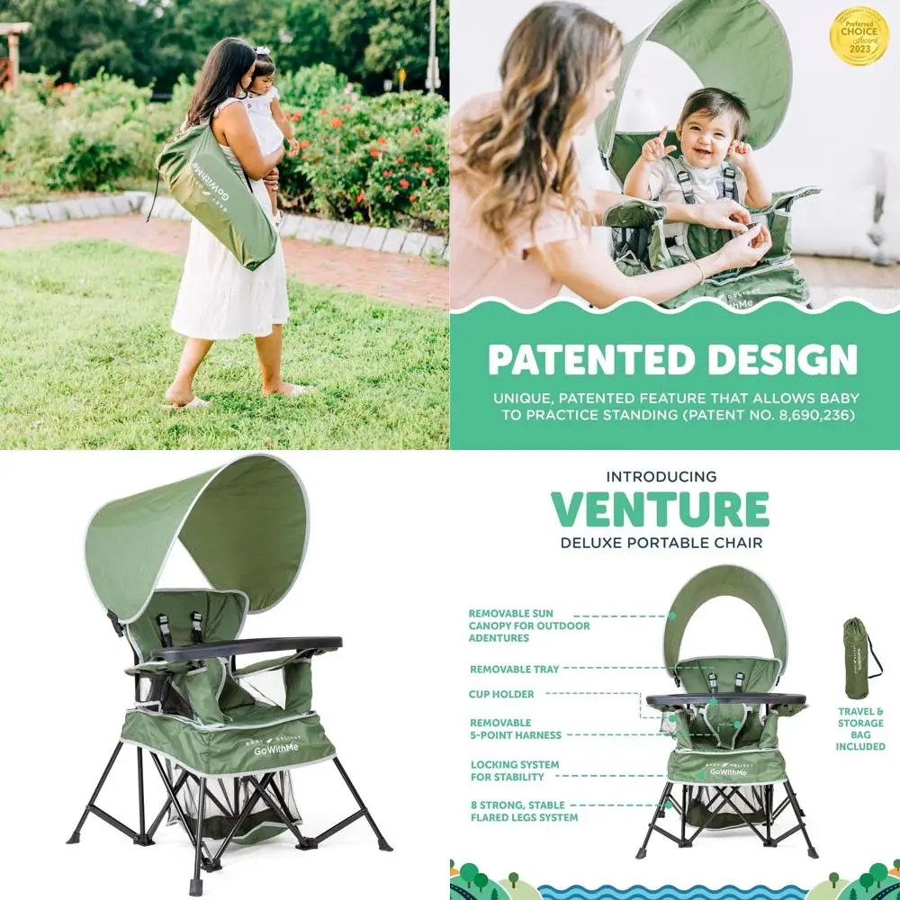 

Portable Go with Me Chair for Kids: Moss Bud Green, Suitable for Indoor and Outdoor, 3 Growth Stages, Sun-Friendly