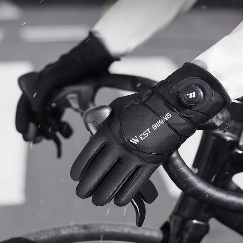 

Windproof Warm Cycling Gloves Long Finger Lockstitch Adding Fleece Anti-slip Waterproof Cycling Gloves Cycling Equipment