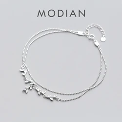 Modian Fashion Sterling Silver 925 Plant Anklet for Women Tree Branch Leaves Tiny Ball Simple Anklet Fine Jewelry 2020 New