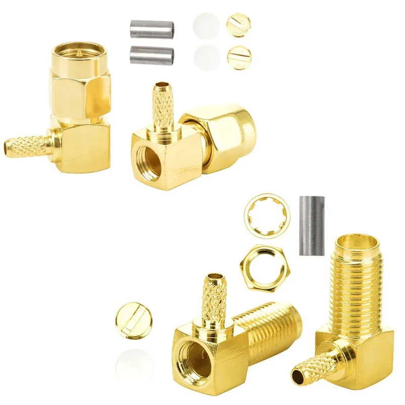 

Coaxial RF connector RF SMA male bending female bending forward and reverse connection RF head SMA crimping RG316 RG174 wire