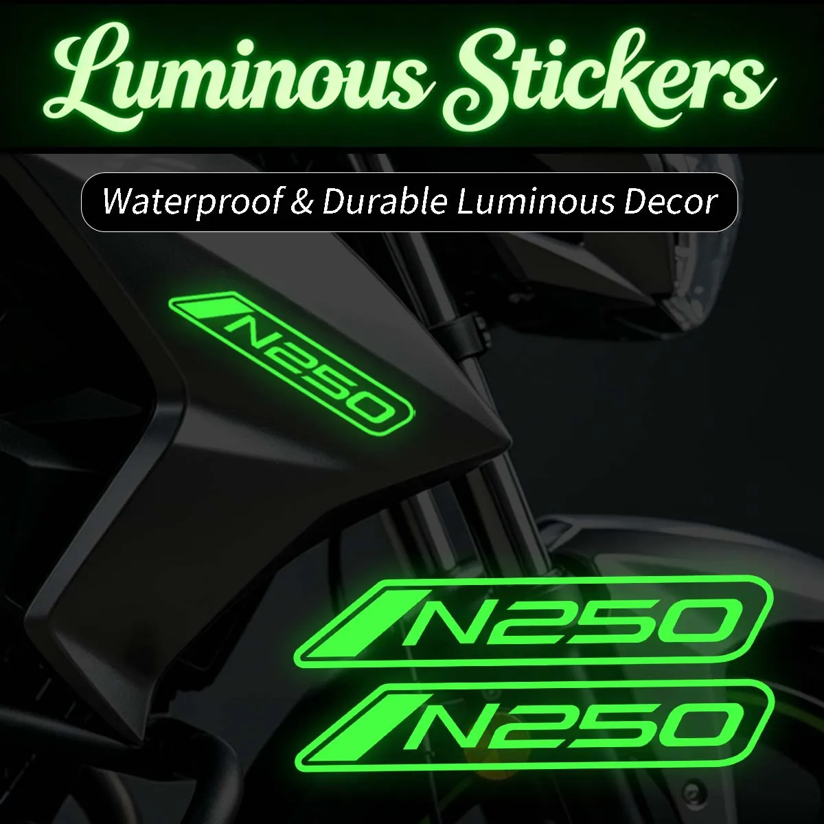 Pegatinas Luminosas para Motocicleta Bajaj Pulsar N250, Adhesivos Decorativos Reflectantes de Vinilo para Casco, Panel Lateral y Carrocería de Moto