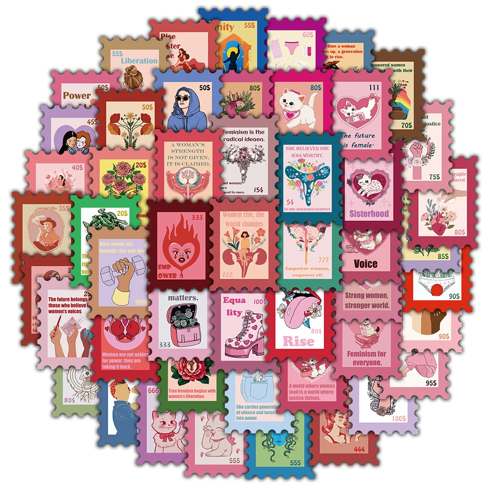 50 pçs selos feministas graffiti adesivos paisagem skate notebook portátil bagagem telefone design mala colagem adesivo