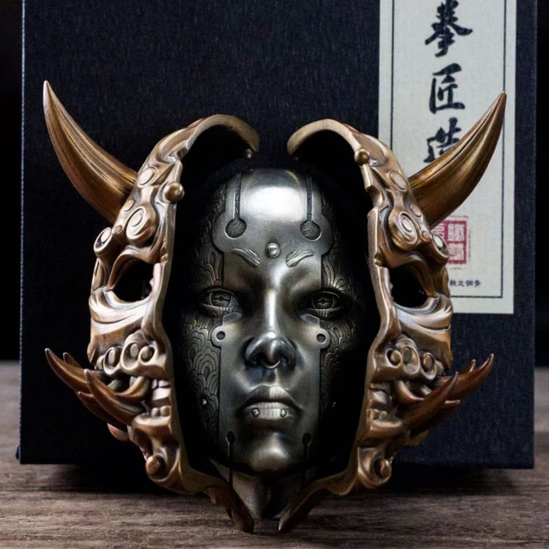 Outdoor Portable EDC Creative Copper Machinery Prajna Ghost Head Mask Refractors Finger Stickers Toys Tools