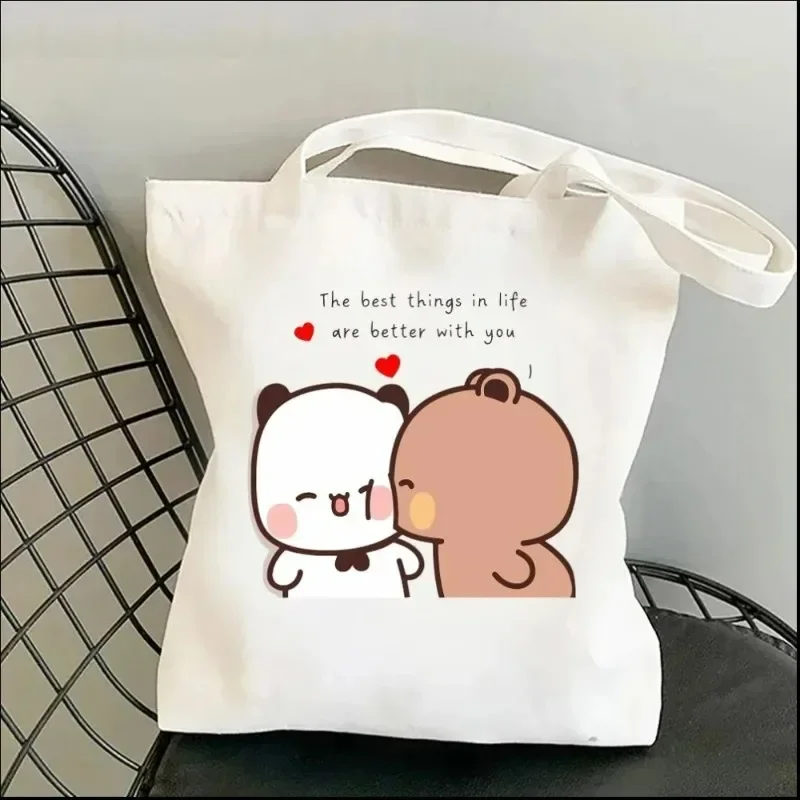 Bubu Dudu Print Women Shopping Bag Kawaii Lady Shoulder Tote Bags Large Capacity Graphic Fashion Reusable Canvas Girl Handbags