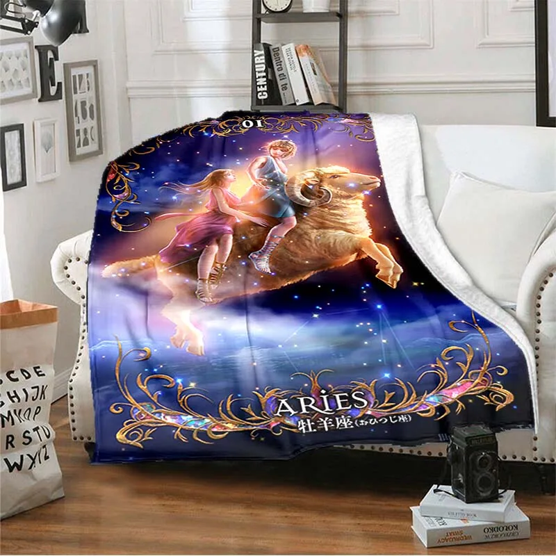 

Hot Sale Twelve Constellations Throw Blankets for Beds Spring Autumn Fleece Fabric Blanket Queen Size Bedding Cover Home Decor