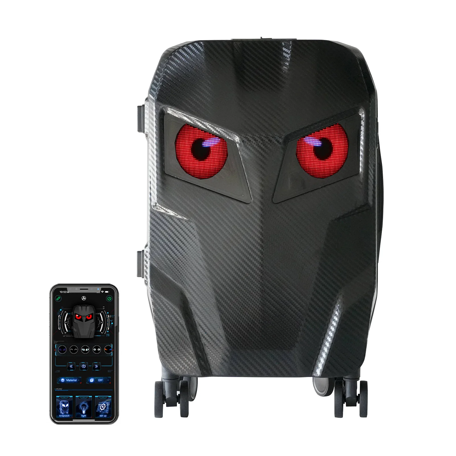 LED Travel Suitcase 20 Inch 48 X 48 Pixels Programmable App Control Colorful Multifunctional Hardshell Suitcase