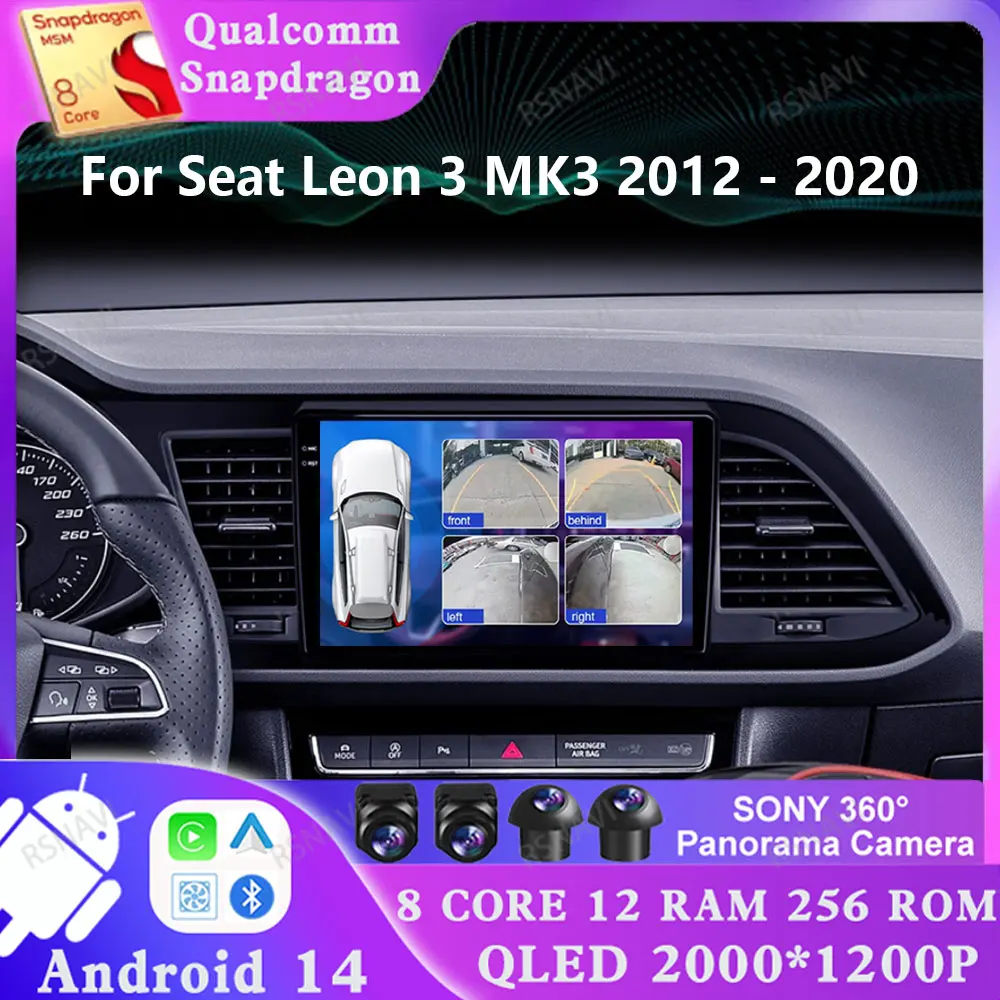 

Android 14 для Seat Leon 3 MK3 MK 3 2012-2020 Беспроводной Carplay Auto BT 2 DIN Viedo Плеер Мультимедийный DSP Навигация Автомобильный Радио