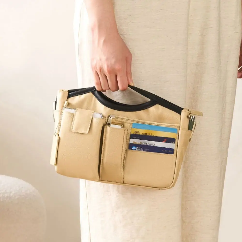 

Простой косметический органайзер, сумка для хранения с несколькими отделениями, нейлоновая вкладка, однотонная многофункциональная внутренняя сумка, косметичка