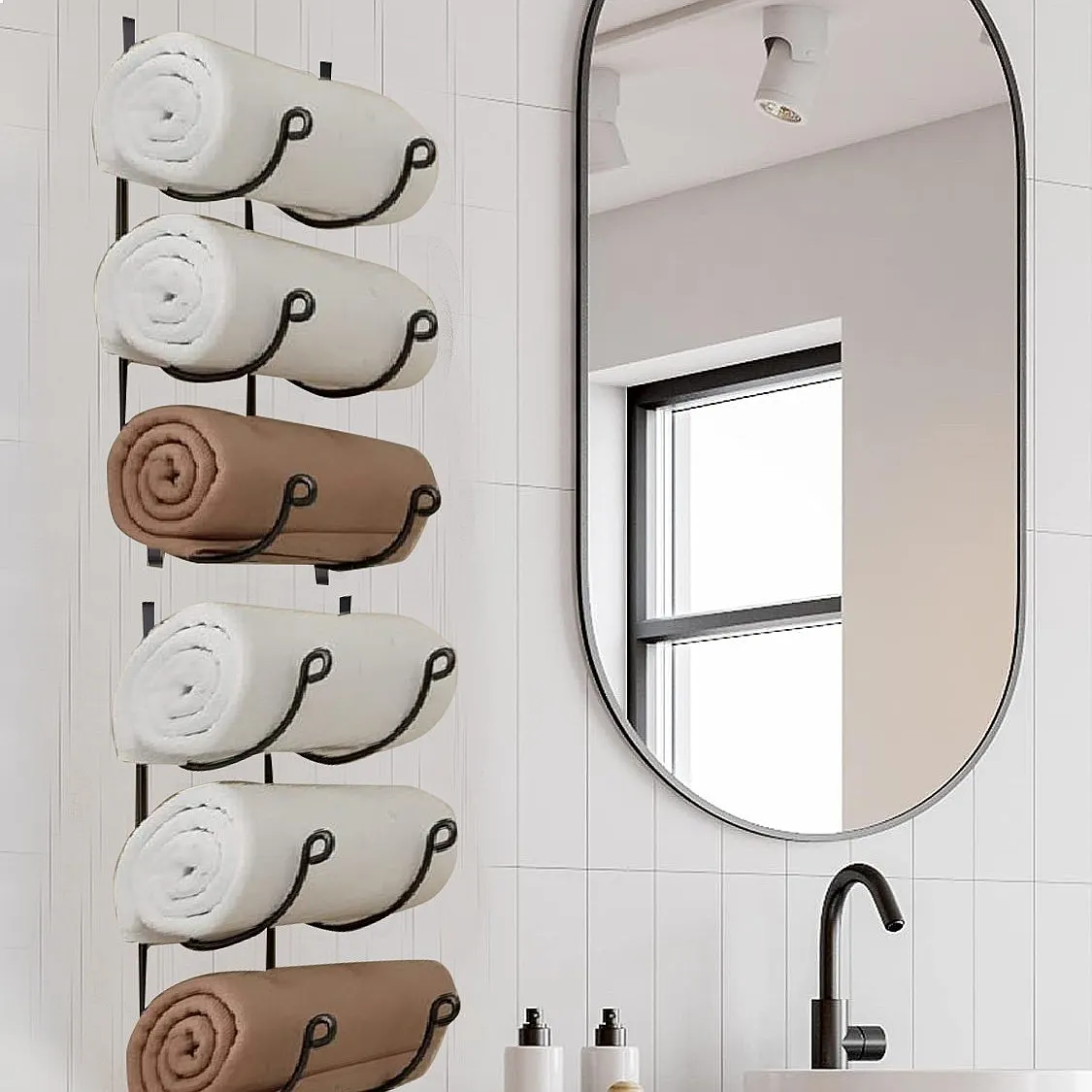 Amazon Hot Selling Multi-layer Iron Wall Mounted Towel Rack Bathroom Wine Rack Storage