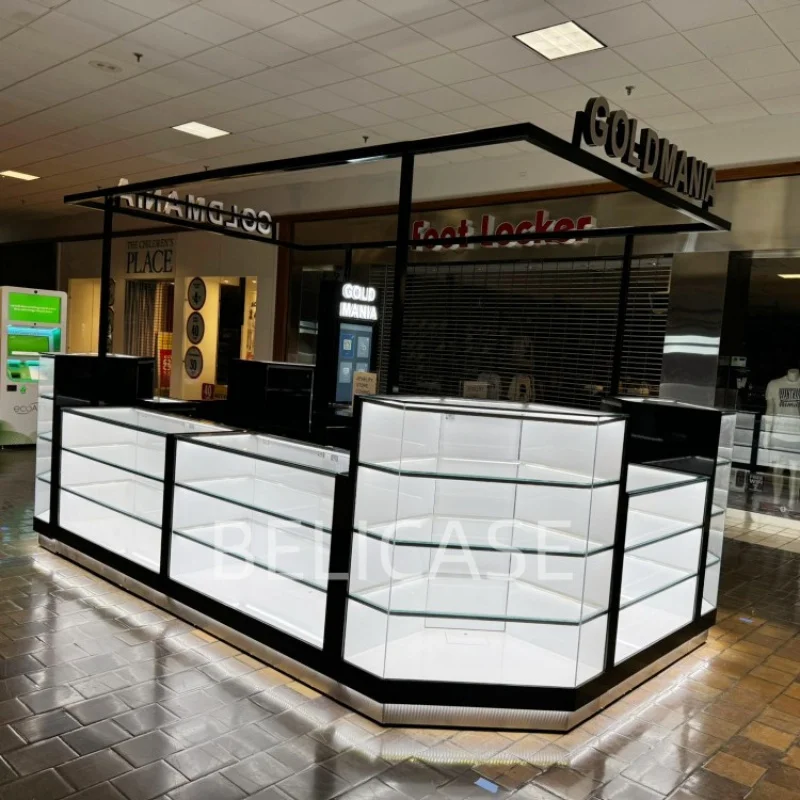 customized.Customized Showcase And Display Counter With Led Light Shopping Mall 3D Design Custom Small Jewelry Kiosk