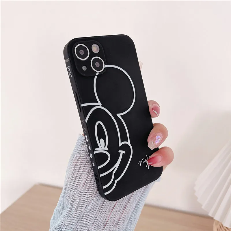Disney-Capa de Silicone para iPhone, Mickey, Minnie Mouse, Jarra de Abelha, Desenhos Animados 3D, Capa de Proteção Suave para iPhone X, XR, 11, 12, 13, 14, 15 Pro Max