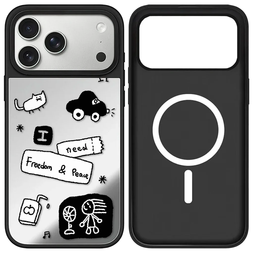 

Minimalist Line Drawing Mirror Surface Magnetic Case: Compatible with IPhone 17 16 15 14 13 12 Pro Max 17 Air