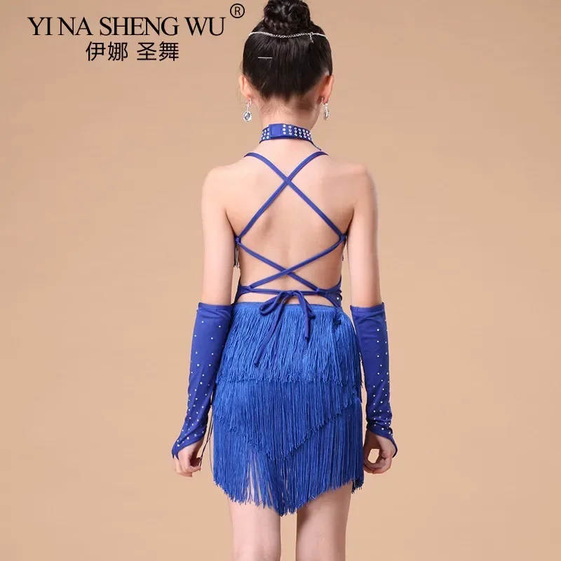 Kids Girls Belly Dance Wear Kids Tango Skirt Carnival Wear Dancewear Latin Salsa High Quality Tassel Dancing Dress Outfits
