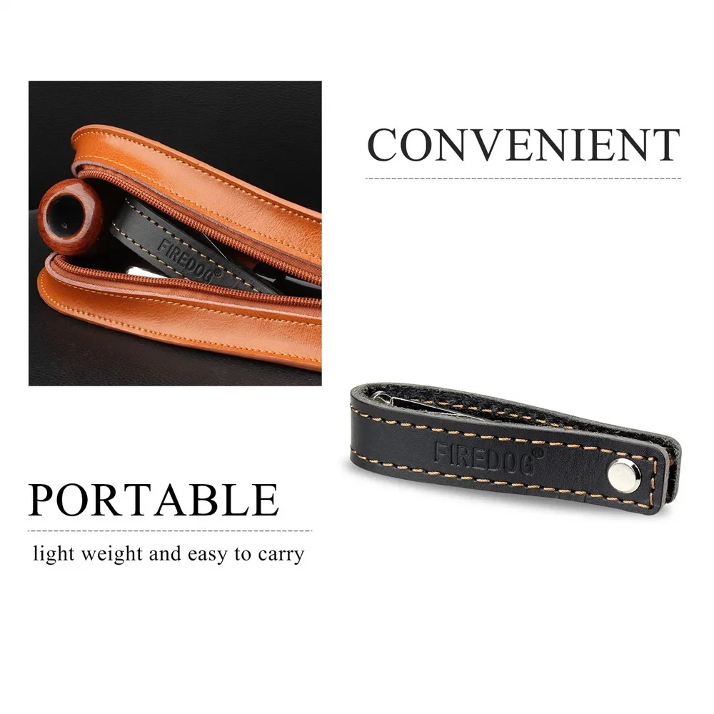 Leather Tobacco Smoke Pipes Holder Stand Bracket Rack with Stainless Steel Pipe Reamer Cleaner Tamper Tool Smoking Accessories
