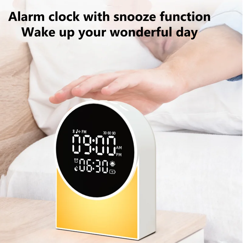 جديد ريترو الأبيض الضوضاء ساعة تنبيه مكبرات صوت بخاصية البلوتوث المحمولة النوم المعونة صندوق الصوت مضخم الصوت مع ضوء LED دعم راديو FM #6