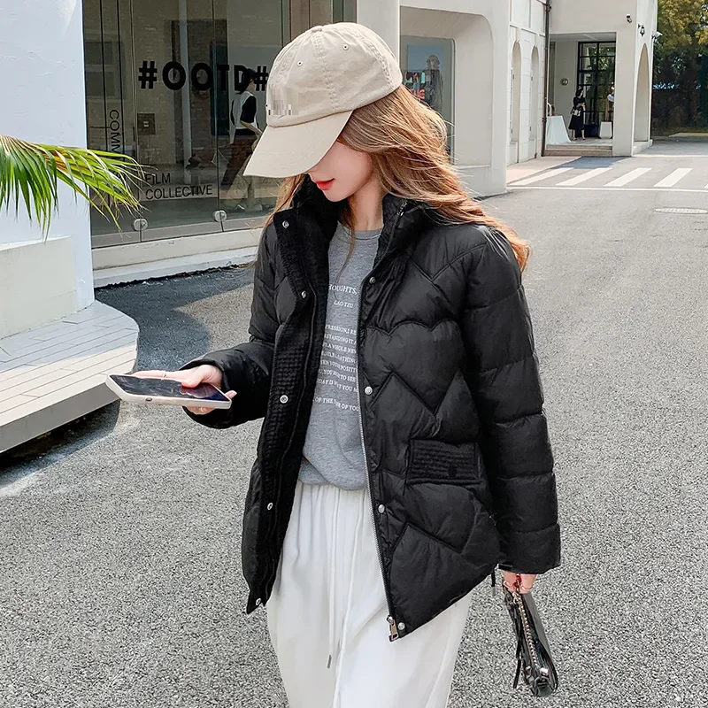 New High-grade Women's Down Cotton Coat Winter Thick Warm Padded Jacket Female Casual Loose Stand Collar Cotton Clothes Khaki