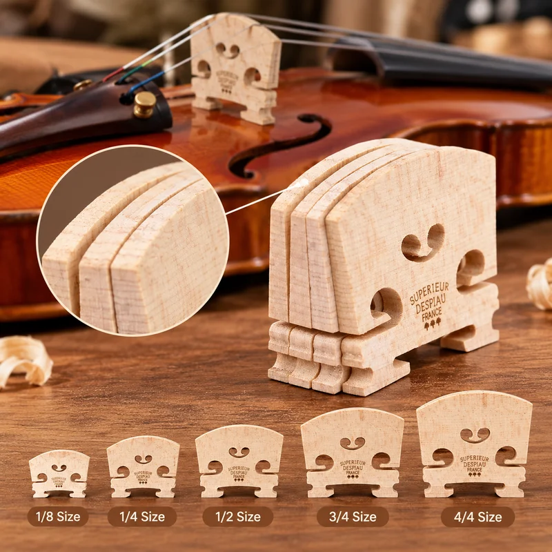 Violin Bridge  Wood Fiddle Bridge For 4/4 3/4 1/2 1/4 1/8 Size, Musical Instrument Replacement Parts Violin Accessory