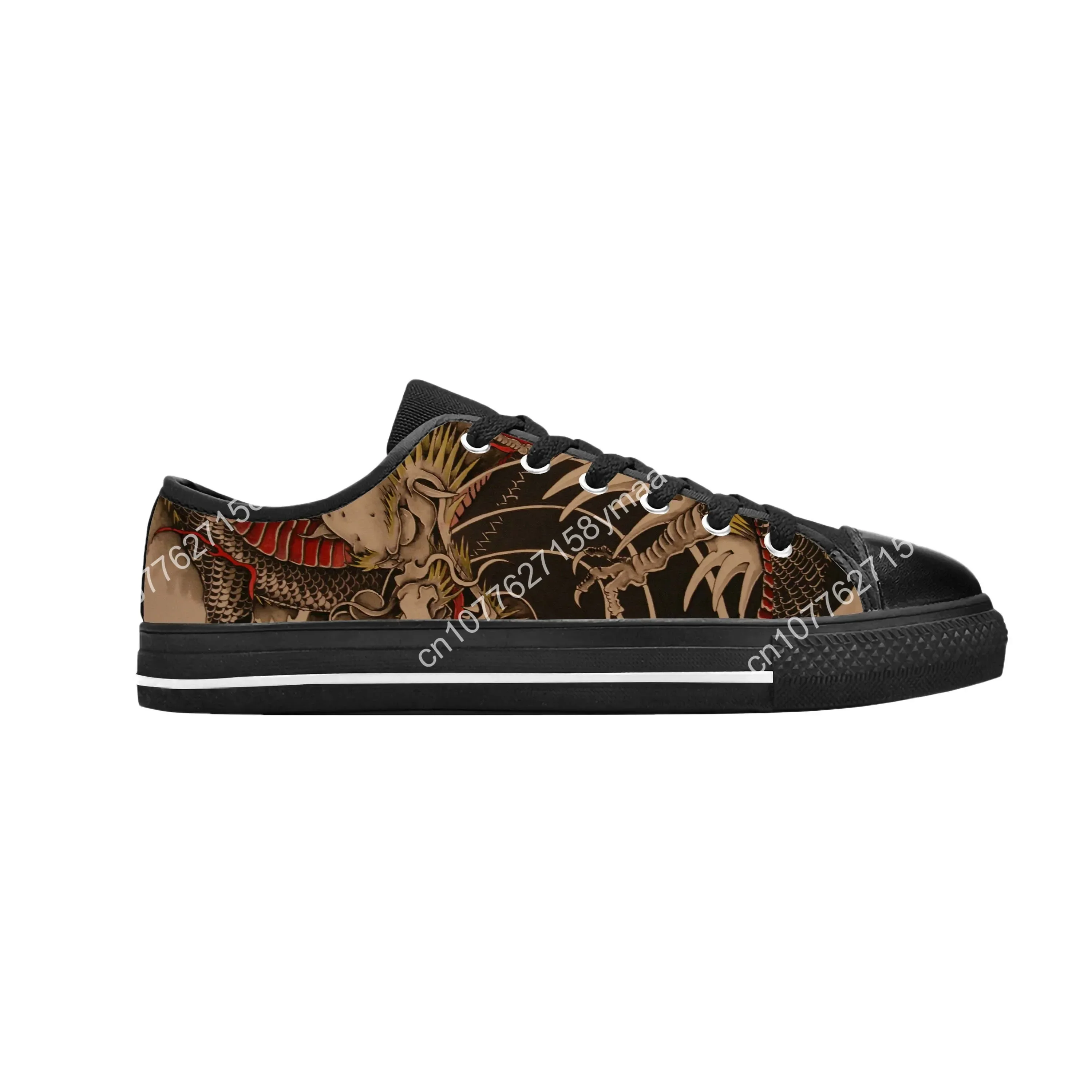 Chinese Japanese Dragon Anime Cartoon Manga Comic Casual Cloth Shoes Low Top Comfortable Breathable 3D Print Men Women Sneakers