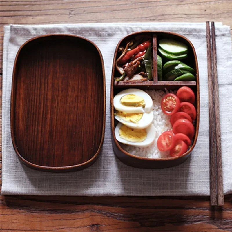 

Однослойный деревянный Ланч-бокс, японский Ланч-бокс Bento, портативный пищевой контейнер для пикника для школы, Круглый Квадратный Контейнер для хранения, посуда