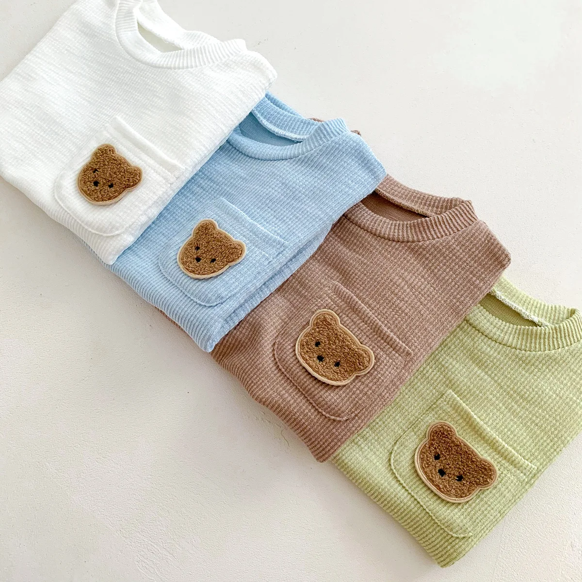 Infant Newborn Girls Short Sleeve Cartoon Bear Breathable Sweat Absorbing Outfits Jumpsuit Kids Bbay Boys Bodysuit clothing