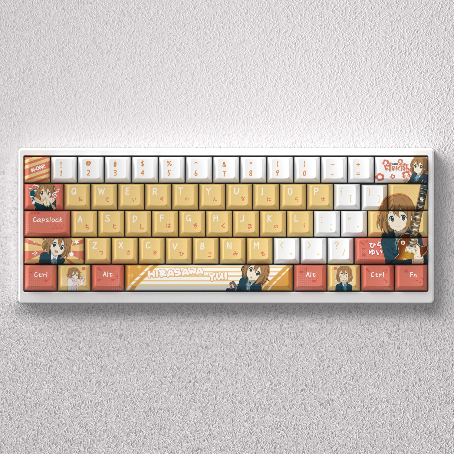 73/98 Keys Hirasawa Yui Keycaps Anime Japanese k-on PBT Dye Sublimation for Mechanical Keyboard Game PC Mad 60he Wooting GK61