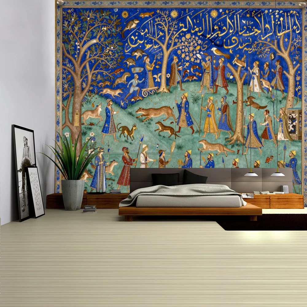 Exquisite Large Moroccan Arabic Tapestry Wall Hanging Islamic Art Print Ethnic Polyester Decorative Home Decor Arabian Vintage S