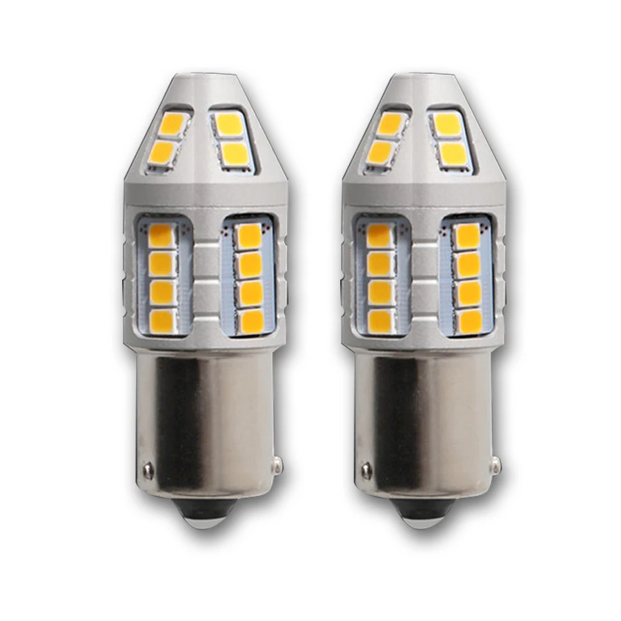 

2pc Can bus No Resistor No Flash Amber BAU15S 507 PY21W 30SMD 2835 LED Bulbs For Car Front or Rear Turn Signal Lights 12-24V