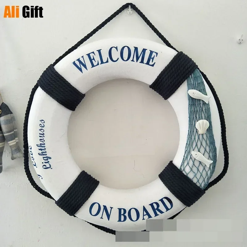 20-40cm benvenuto a bordo della vita nautica anello salvagente barca appeso a parete in stile mediterraneo Bar finestra sfondo parete decorazioni