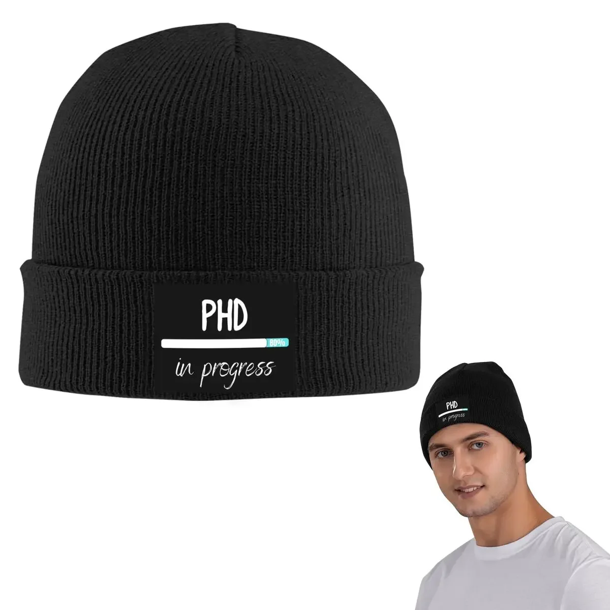 Phd In Progress Warm Knitted Cap Hip Hop Bonnet Hat Autumn Winter Outdoor Beanies Hats For Unisex Adult