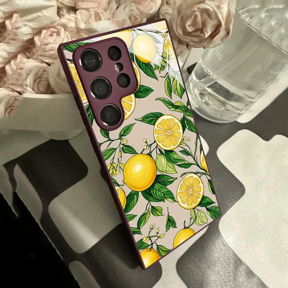 Fruit lemon Phone Case for Samsung S24 Ultra S23 S22 S20 Fe S21 Plus Galaxy A54 A34 A24 A53 M54 Note 20 Glass Cover