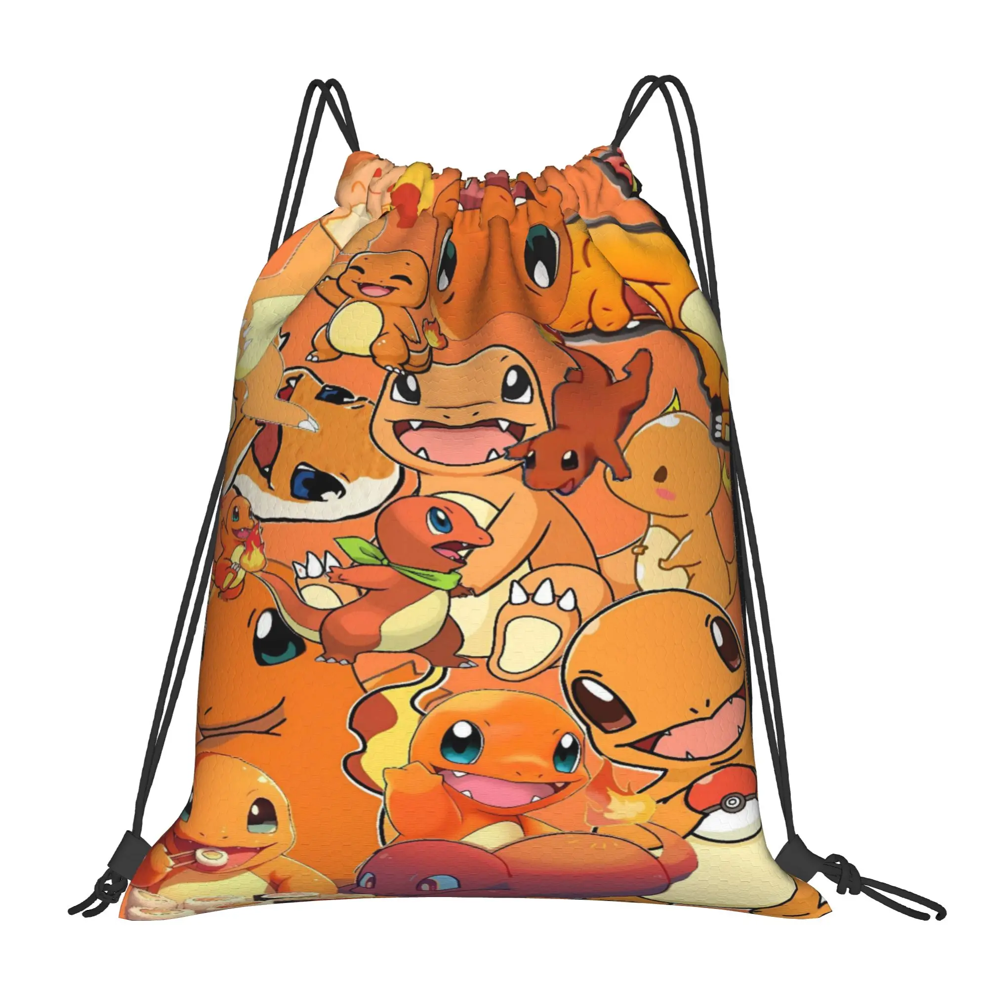 Charmander Group Cartoon Backpack  Waterproof Retro Sports Yoga Print Sackpack String Bags