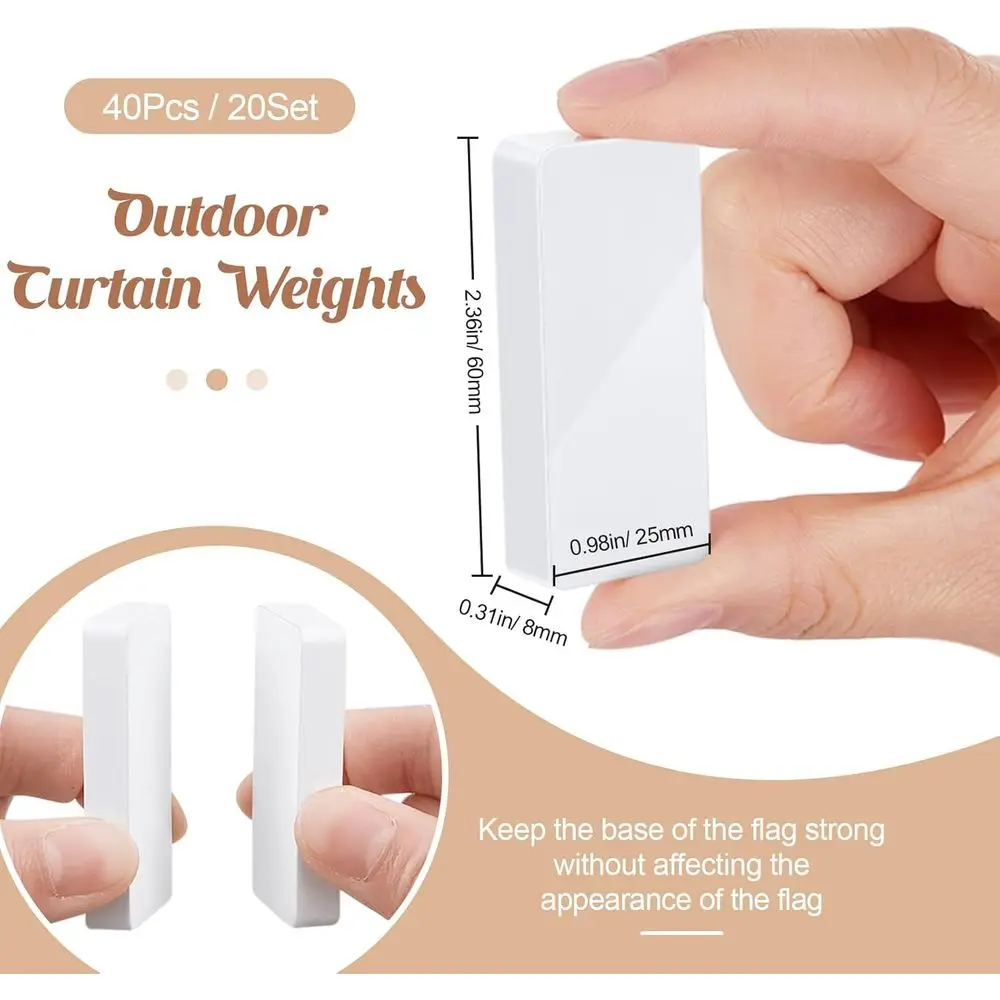 야외, 가정, 샤워실, 바람에 강한 식탁보용 헤비 듀티 방수 자석 커튼 무게 40개(흰색)