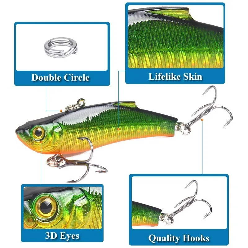 1 PCS 7cm 18/20G Artificial Japanese VIB Fishing Lure Lead Inside Hard Bait Diving Swivel Bait Winter Sea Fishing Tackle