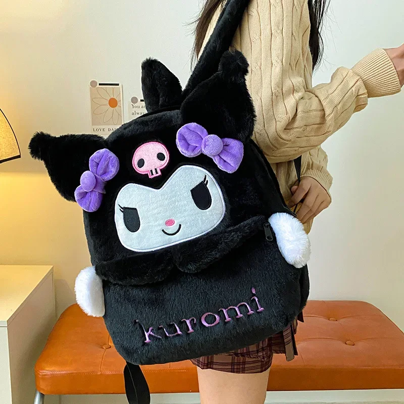 Sanrio Kuromi Hello Kitty Cinnamoroll Plush Backpack Cute Cartoon Large Capacity Kawaii Storage Girl Gift Anime Accessories