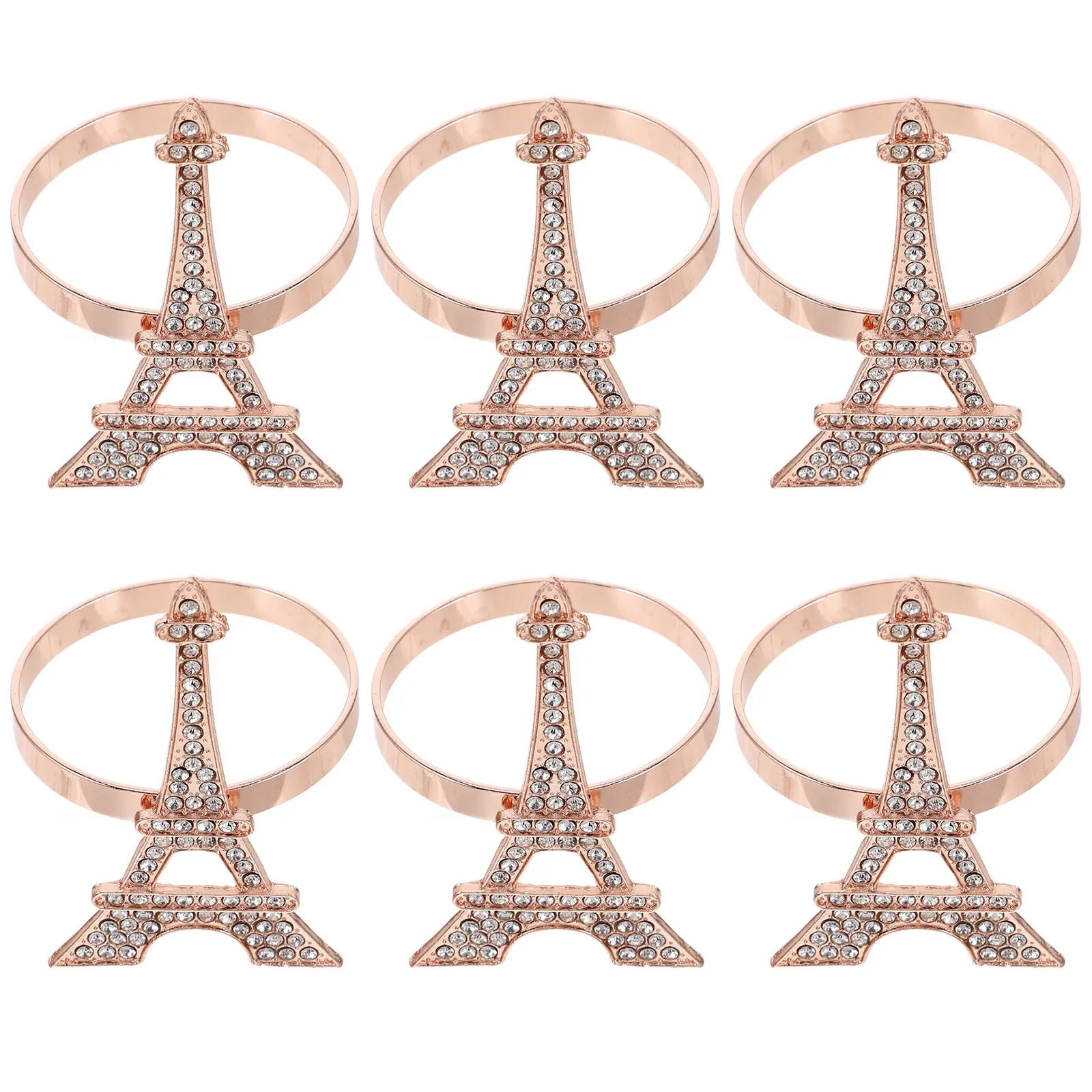 

6 Pcs Wedding Napkin Rings Buckle Fancy Eiffel Tower Banquet Thanksgiving Decor