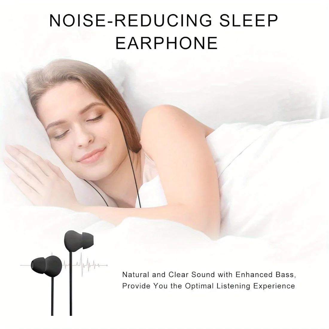 OKCSC M16 Sleep Earbuds Noise Cancelling Wired Lightweight Ultra-Soft Silicone in-Ear Headphone with Microphone&Volume Control