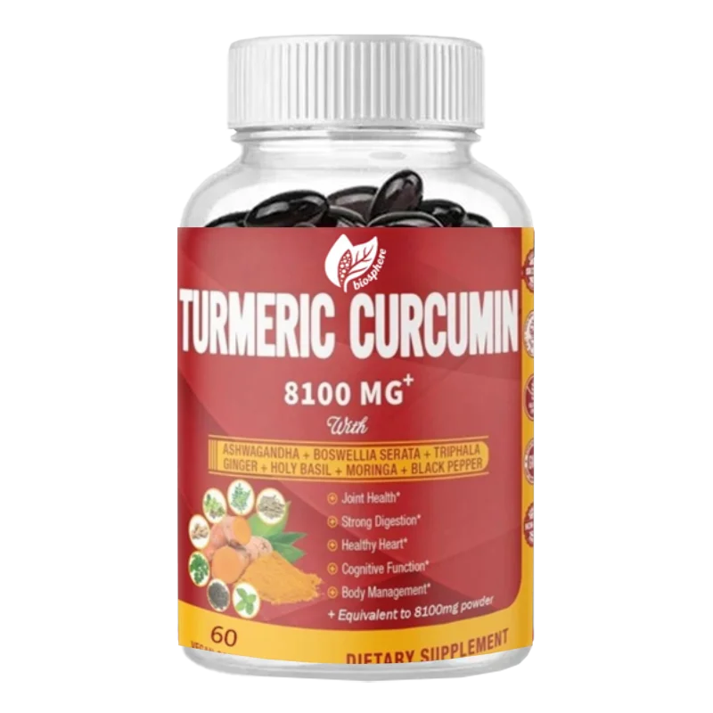 

Turmeric Curcumin Capsules 8100mg - Joint, Digestive and Health Support - Contains Triphala, Ginger, Black Pepper, Etc